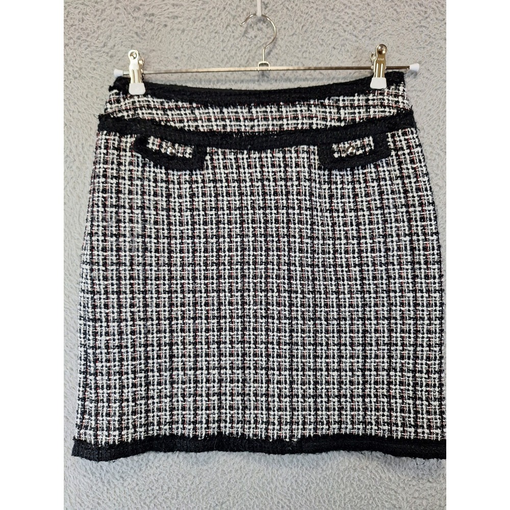 White House Black Market Pencil Skirt Womens 6 Multicolor Tweed Lined Side Zip